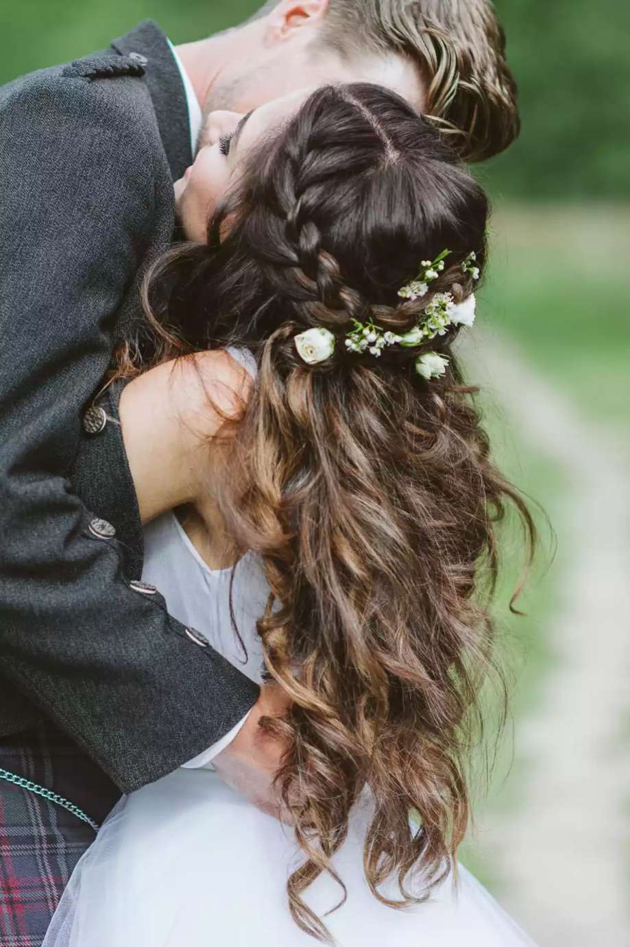 Two Part Braid With White Flower